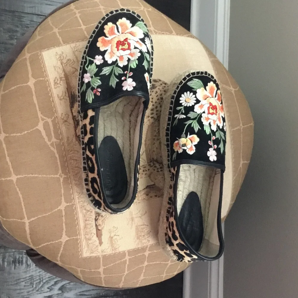 Johnny Was Black Floral Espadrilles (EUC)